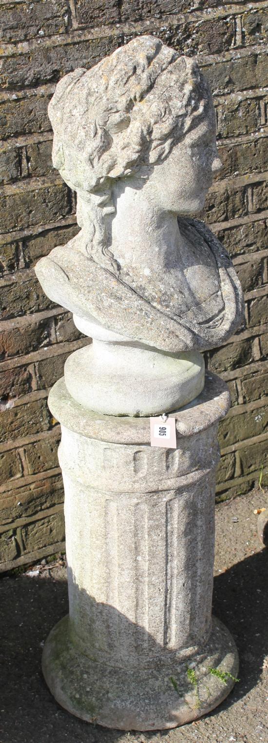 Stonework female figure on stand